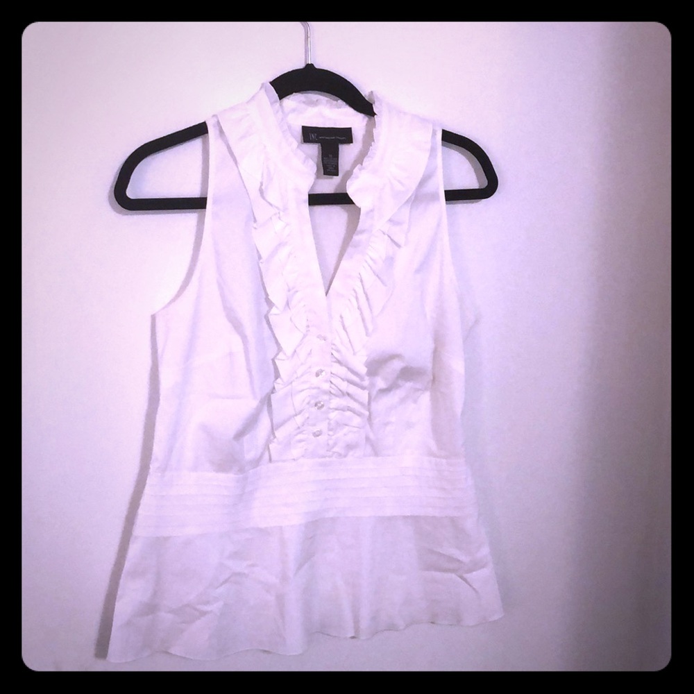 Button down ruffle tank